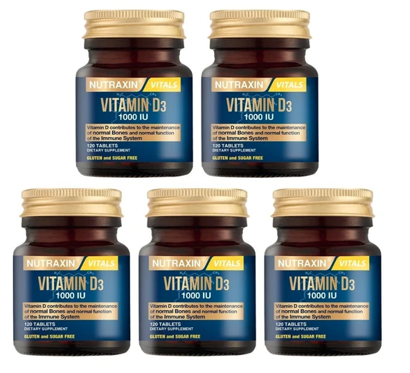 Nutraxin Vitamin D3 1000 IU 120 Tablet 5'li ürün görseli 1