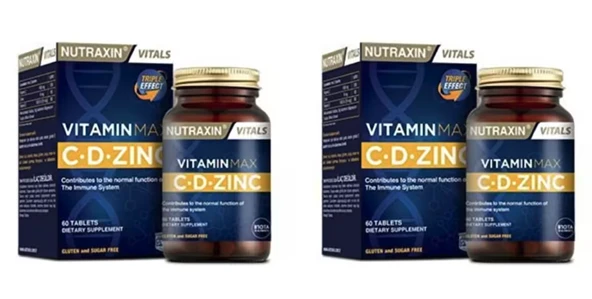 Nutraxin Vitamin Max C + D Zinc 60 Tablet 2 Adet ürün görseli 1