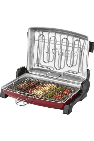 Kebapçı Elektrikli Izgara Mangal Barbekü Çift Telli Büyük Boy Kırmızı 37x28CM (2 Adet Şiş ) ürün görseli 1