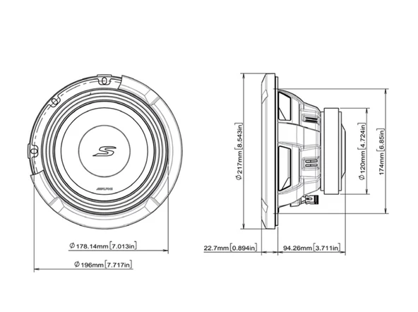 Alpine S2-W8D4 20cm Subwoofer - Resim 6