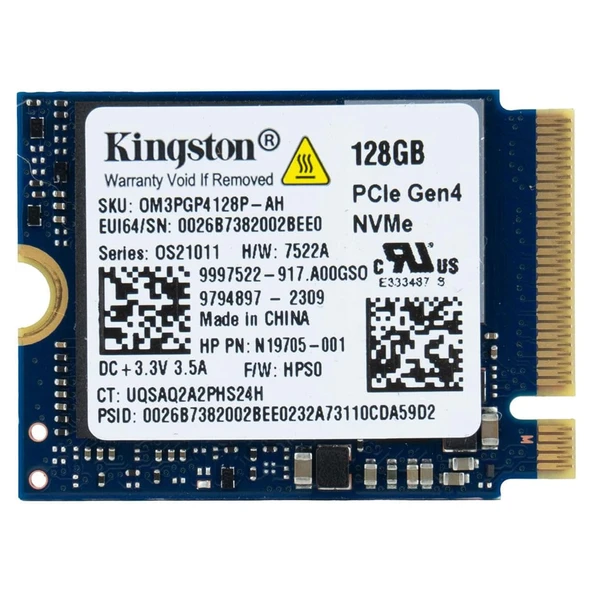 Kingston 0JPD7G M.2 (2230) GEN4 128GB SSD ürün görseli 1