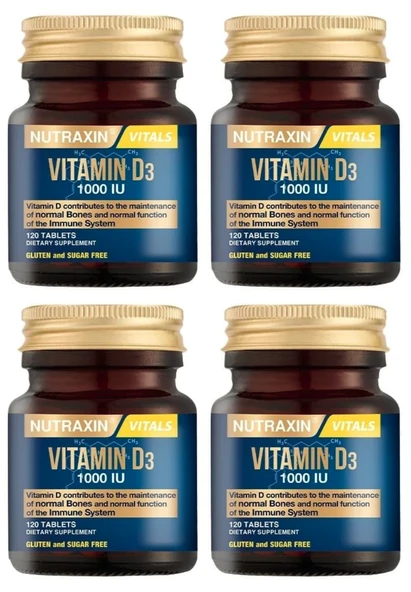 Nutraxin Vitamin D3 1000 IU 120 Tablet 4'lü ürün görseli 1