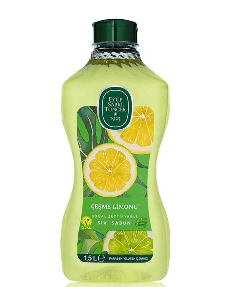 ÇEŞME LİMONU DOĞAL ZEYTİNYAĞLI SIVI SABUN ( 1,5 L ) PARABEN GLUTEN İÇERMEZ ürün görseli 1