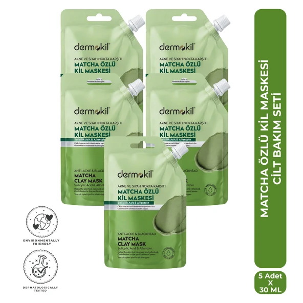 Dermokil Matcha Özlü Kil Maskesi Cilt Bakım Seti 30 ml x 5 Adet ürün görseli 1