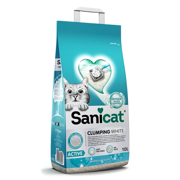 Sanicat Clumping White Active Marsilya Sabunlu Kedi Kumu 10l ürün görseli 1