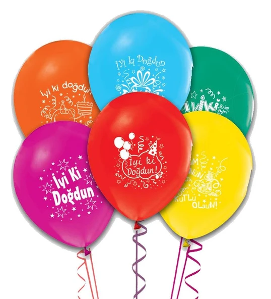 Balon İyiki Doğdun Desenli Balon - 10 adet ürün görseli 1