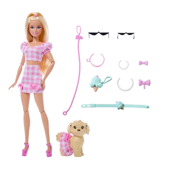 Barbie Uyumlu Dostlar Sarı Saçlı Bebek ve Köpekçiği JFP36 ürün görseli 1