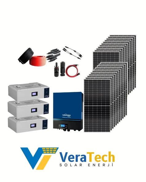 VeraTech Güneş Enerjisi Solar Paketi 11kva İnverter 550 watt Güneş Paneli 48V 100 Amper Lityum Akü ürün görseli 1