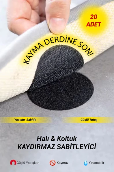 THOMAX 20'li Halı Kilim Koltuk Örtüsü Sabitleyici Kaydırmaz Cırt Yıkanabilir Kendinden Yapışkanlı Ped ürün görseli 1