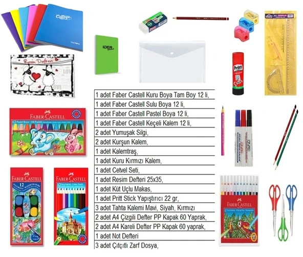 Okul Kırtasiye Seti Lüks Set 2.3.4.Sınıf 25 parça, Faber Castell ürün görseli 1