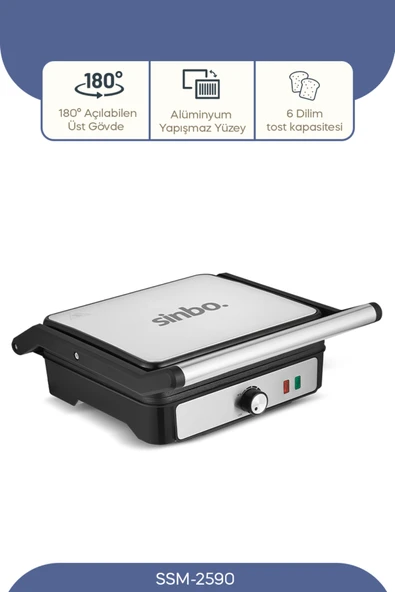 SSM-2590 Inox Izgara ve Tost Makinesi 2000W ürün görseli 1