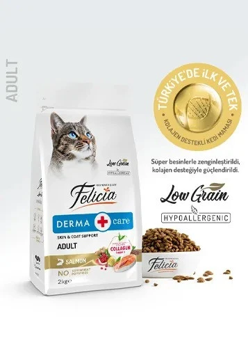 Felicia 2 Kg Yetişkin Somonlu Az Tahıllı HypoAllergenic Kedi Maması ürün görseli 1