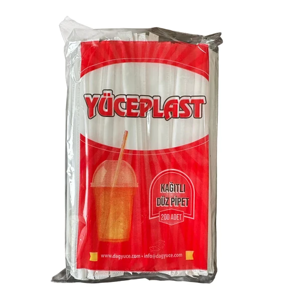 Yüceplast Düz Beyaz Kağıt Sargılı İnce 4 mm Pipet - 19 Cm. - 200 Adetlik Paket ürün görseli 1