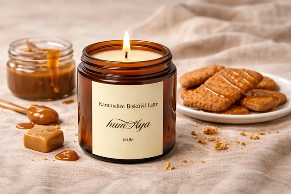 Humayra Karamelize Bisküvili Latte Kokulu Mum 100 Ml ürün görseli 1