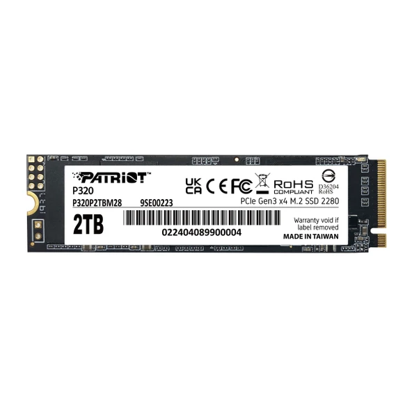 Patriot P320 P320P2TBM28 2TB 3000/2200MB/s NVMe M.2 SSD Disk ürün görseli 1