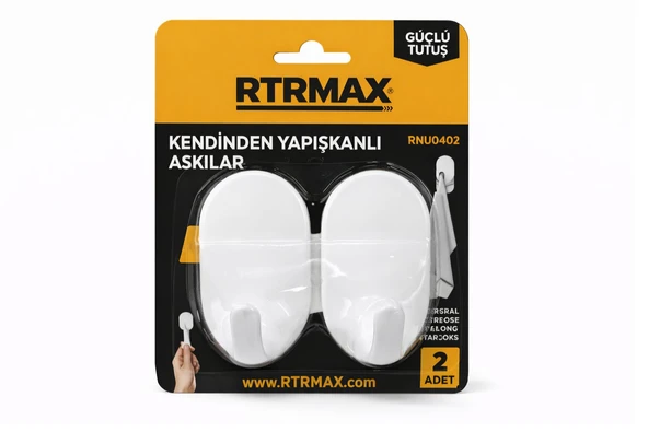 RNU0402 Kendinden Yapışkanlı Plastik Askı 5 kg Kapasiteli - 2 Adet ürün görseli 1