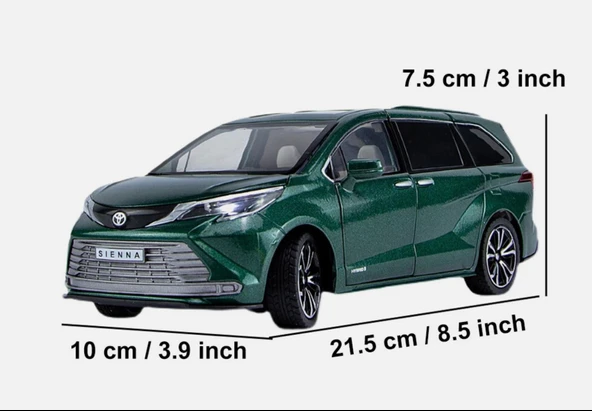 Kutulu Koleksiyon 1 / 24 Ölçek Toyota Sienna MPV Yeşil Metal Araba ürün görseli 1