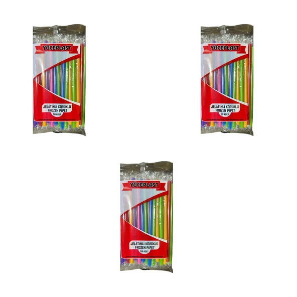Yüceplast Körüklü Karışık Renkli Jelatinli Pipet - 22 Cm. - 150 Adetlik Paket ürün görseli 1