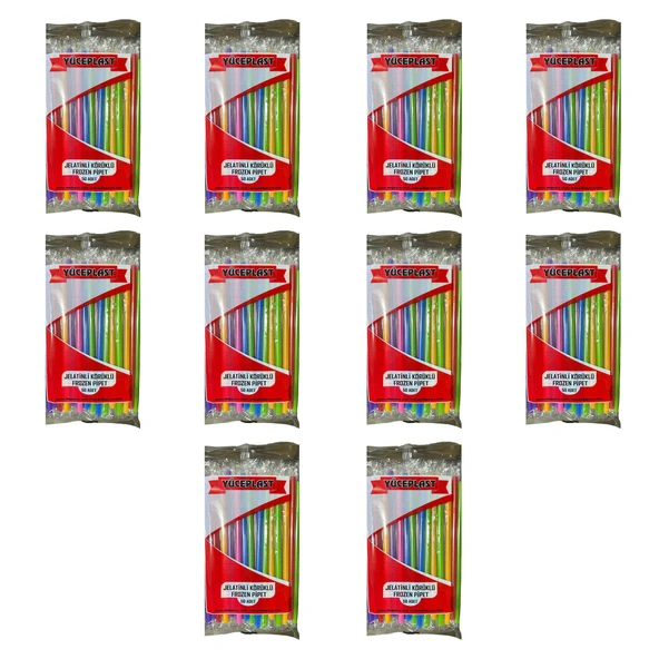 Yüceplast Körüklü Karışık Renkli Jelatinli Pipet - 22 Cm. - 500 Adetlik Paket ürün görseli 1