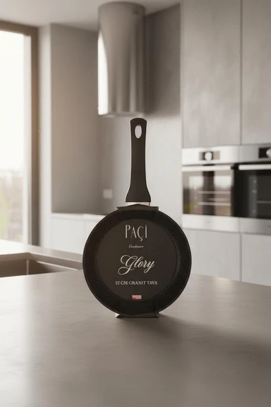 PACI 22 CM MAT SIYAH GRANIT TAVA - Resim 2