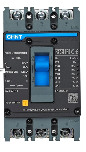 Chnt Kompakt Şalter 63A 25KA 3P Sabit Tip 205889 ürün görseli 1