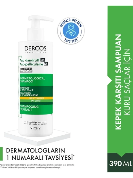 Vichy Dercos Anti Dandruff Kuru Saçlar için Kepek Karşıtı Şampuan 390 ml ürün görseli 1