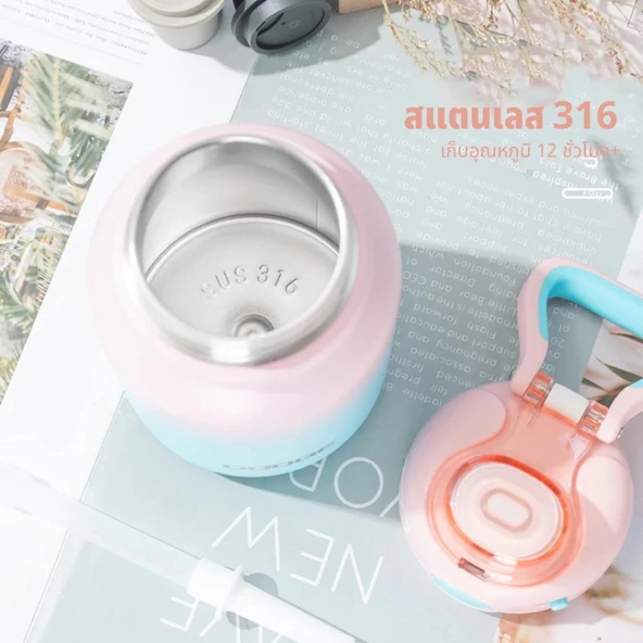Dodge Intested Colors Çelik Termos Matara Çocuk 750Ml A.Pembe Mavi - Resim 5
