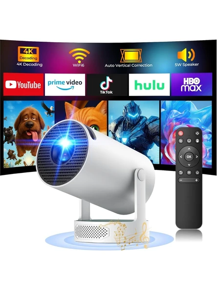 Harvox HY300 Pro Max Bataryalı Projeksiyon – Kablosuz Kullanım, Elektrik Olmadan Sinema Keyfi, 4K Destekli, Wifi 6, Bluetooth 5.0, Otomatik Focus ürün görseli 1