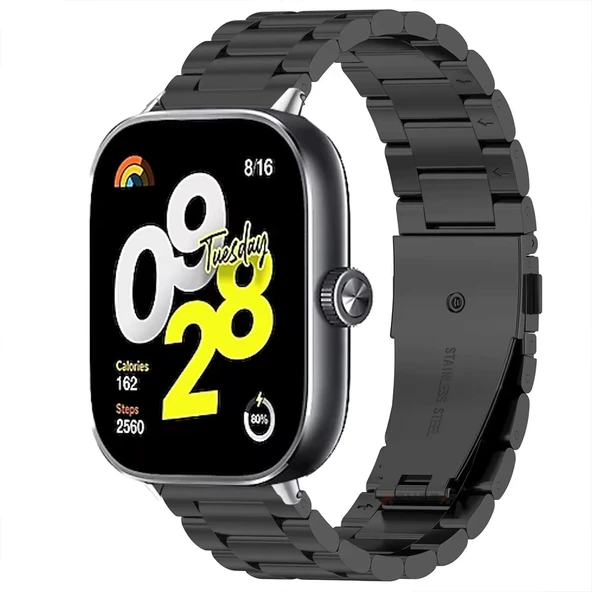 Redmi Watch 5 İle Uyumlu Kordon Kordon Paslanmaz Döküm Çelik Metal Baklalı Kordon  Siyah ürün görseli 1