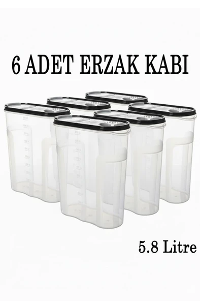 6 Adet Plastik 5.8 Litre Kapaklı Erzak Saklama Kabı Kutusu Takımı ürün görseli 1