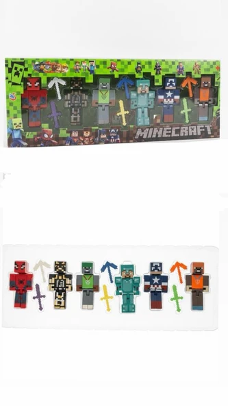 Spidermanli Minecraft 6 Karakter 6 Aksesuar 12 Parça Çocuk Figür Oyun Seti ürün görseli 1