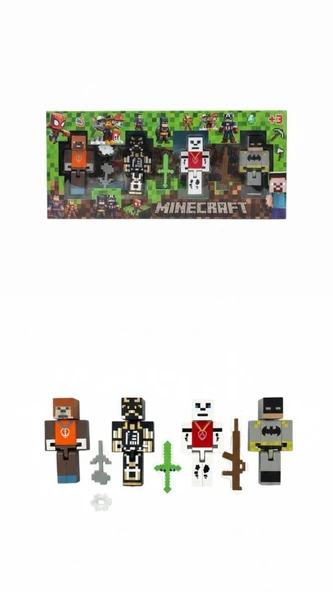 Batman Minecraft 4 Karakter 3 Aksesuar 7 Parça Çocuk Figür Oyun Seti ürün görseli 1