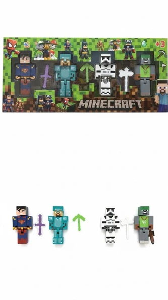 Süperman Minecraft 4 Karakter 3 Aksesuar 7 Parça Çocuk Figür Oyun Seti ürün görseli 1