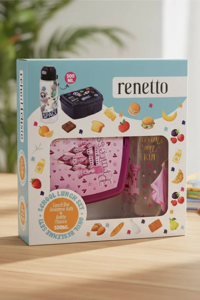 Renetto T-850 Okul Beslenme Seti Pembe Bebek Figürlü ürün görseli 1