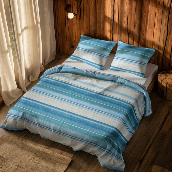 Cotton Collection Çift Kişilik Nevresim Takımı Su Yolu ürün görseli 1