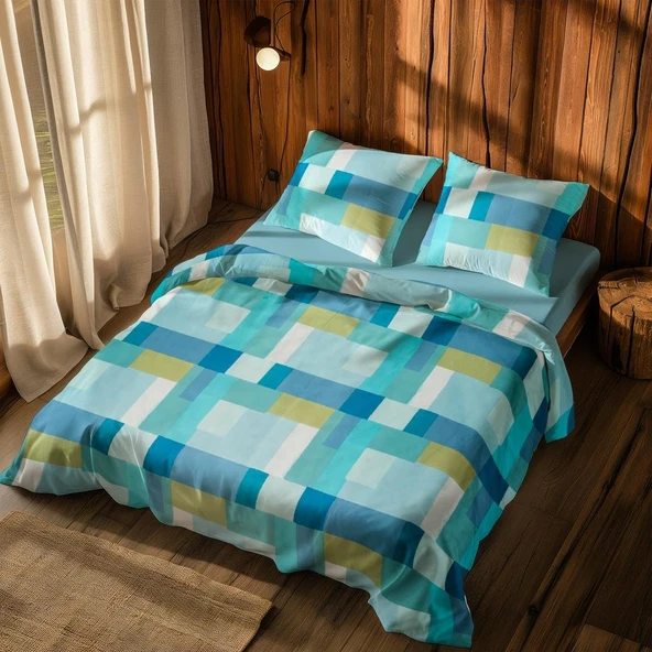 Cotton Collection Çift Kişilik Nevresim Takımı Prizma ürün görseli 1