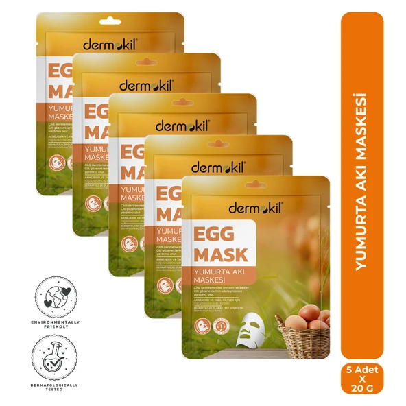 Dermokil Yumurta Kağıt Yüz Maskesi (Aknejenik ve Yağlı Ciltler için) 20 g x 5 Adet ürün görseli 1