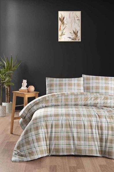 Cotton Collection Flanel R Çift Kişilik Nevresim Takımı Harvest Sarı ürün görseli 1