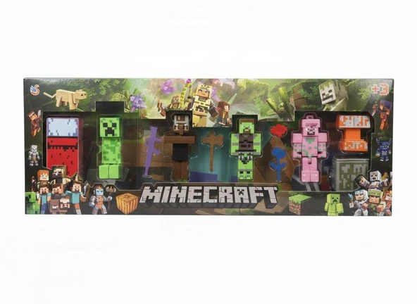 Creeper Minecraft 4 Karakter 7 Aksesuar 11 Parça Çocuk Figür Oyun Set ürün görseli 1