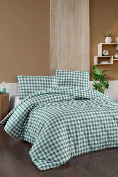 Cotton Collection Flanel R Çift Kişilik Nevresim Takımı Mongar Yeşil ürün görseli 1