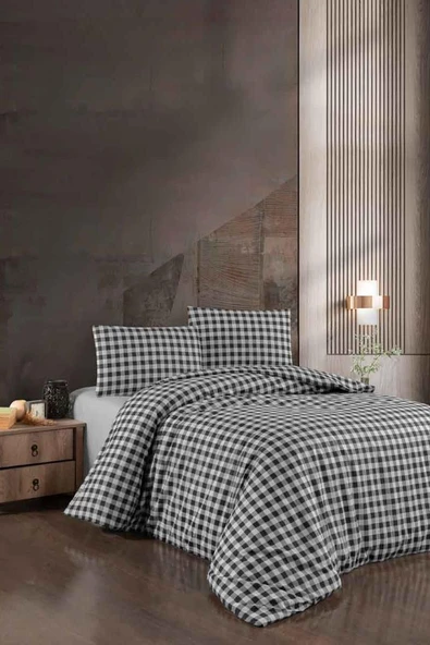 Cotton Collection Flanel R Çift Kişilik Nevresim Takımı Mongar Siyah ürün görseli 1