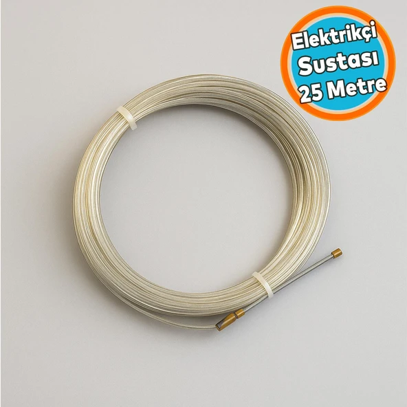 Elektrikçi Sustası 25 Metre Plastik Kaplama Spiral Kablo Çekme Teli Kılavuz Tel Tesisat Usta Tip Yay ürün görseli 1