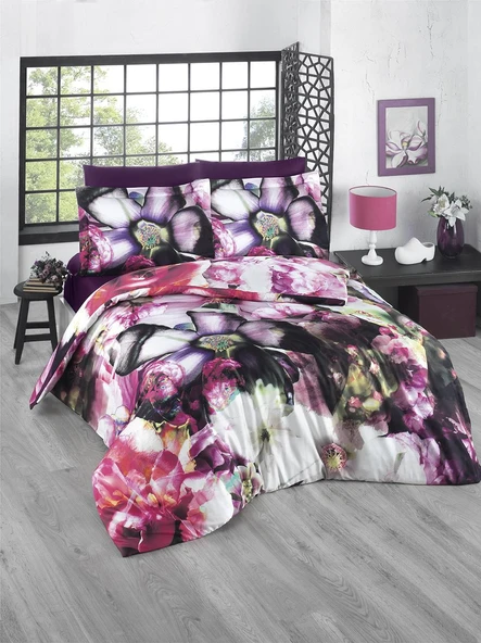 La Notte Saten Tek Kişilik Nevresim Takımı (Digital Baskı) Magnolias ürün görseli 1