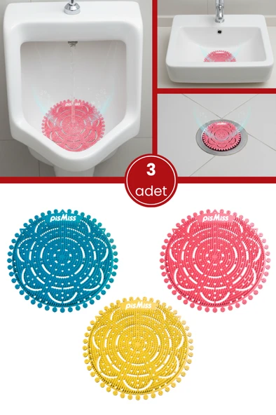 3 Adet PisMiss Yuvarlak Koku Giderici, Pisuvar Lavabo Banyo Gider Süzgeci Kir Tutmaz 30 Gün Etkili ürün görseli 1