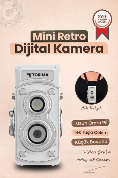 Mini Retro Dijital Fotoğraf Makinesi Video Kamera 1080P CMR44 Beyaz ürün görseli 1