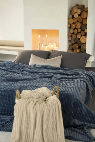 La Notte Çift Kişilik Battaniye Denim - Resim 4