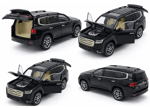 Kutulu Koleksiyon 1 / 24 Ölçek Toyota Land Cruiser Siyah Metal Araba ürün görseli 1