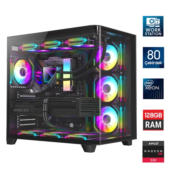 Turbox Xeon E5-2698 v4 Çift Işlemcili 80 Çekirdek 128GB 1TB NVMe 4GB RX550 Workstation Oem Paket ürün görseli 1
