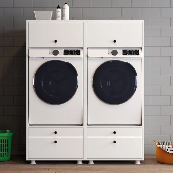 LOTUS 4 ÇEKMECELİ MAKİNE DOLABI ÇOK AMAÇLI DOLAP BANYO DOLABI 2 Lİ ürün görseli 1