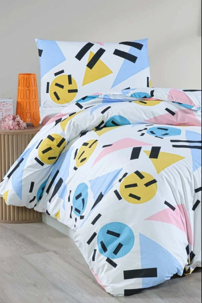 Cotton Collection Ranforce Tek Kişilik Nevresim Takımı Emoji ürün görseli 1